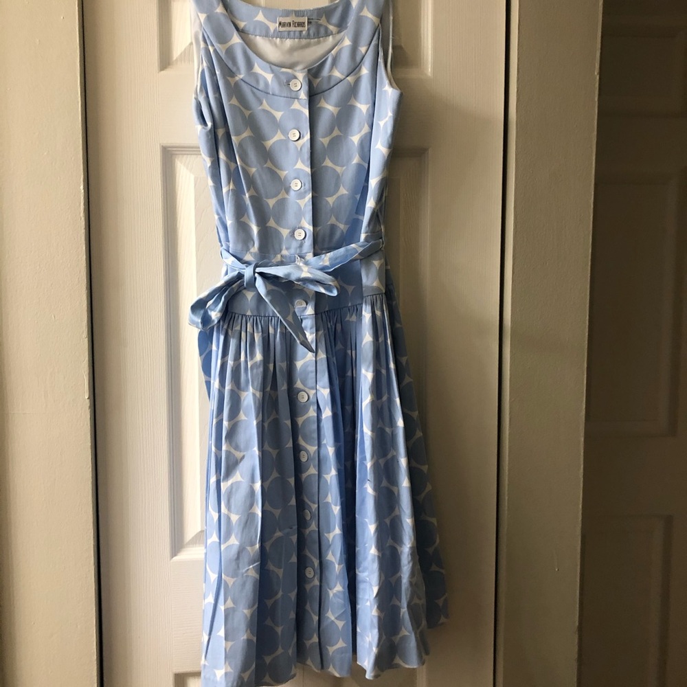 Marvin Richards Baby Blue Polka Dot Dress